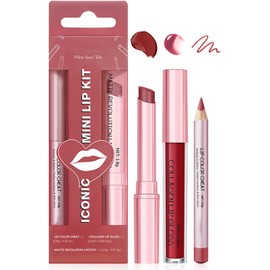Volume Hack Trio Lip Kit - Lip Liner and Lipstick Combo Set, Long-Lasting, Smudge-Proof, High Pigment Velvet Finish, Hydrating Comfortable Wear (2#)
