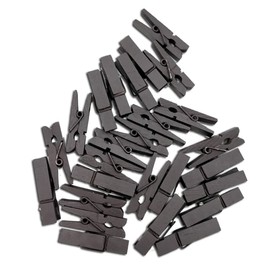 jojofuny 100 Pack 35mm Dark Brown Wooden Clips Food Sealing Mini Clips Pegs for Laundry Home Dec