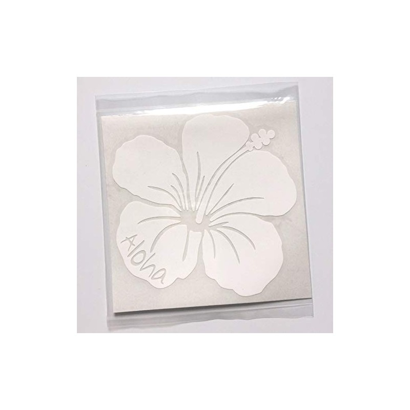 nc-smile Hawaiian Sticker Hibiscus Aloha (A, White)
