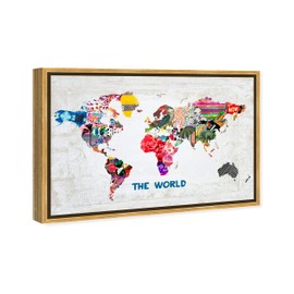 Maps and Flags Framed Wall Art Canvas Prints 'Hipster Mapa Mundi' World Maps