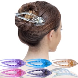 RC ROCHE ORNAMENT 6 Pcs Womens French Concord Curved Hair Clip No Slip Strong Grip Comfortable Hold Girls Ladies Beauty Accessory Pin Teeth Clamp, Medium Transparent Multicolor