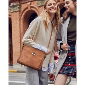 MASINTOR Crossbody Purse Bags for Women, Multi-Pocket Soft Leather Shoulder Purse, Lightweight Travel Handbag with Adjustable Strap Mocha Brown