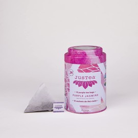 JusTea PURPLE JASMINE | Pyramid Compostable Tea Bags | Purple Tea | 12+ Cups | Low Caffeine | Award-Winning | Fair Trade | Non-GMO