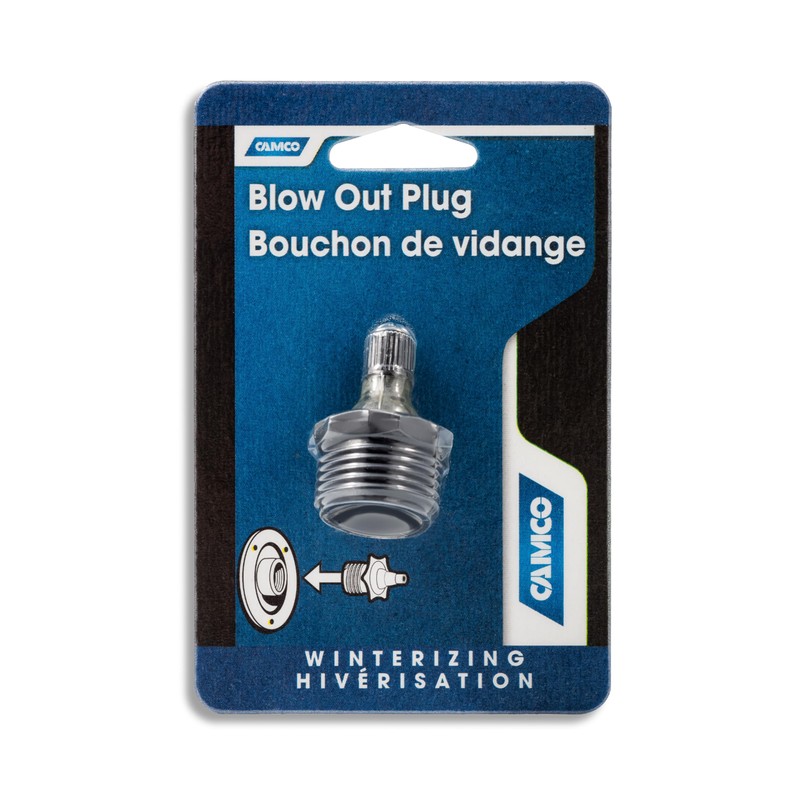 Camco RV Blow Out Plug with Schrader Valve - Features