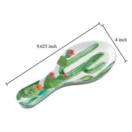 UPware Melamine Spoon Rest Spoon Holder Kitchen Utensil Holders 9.625 Inch for Kitchen Counter Dining Table (Desert Cactus)