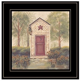 Trendy Decor 4U Folk Art Outhouse III Framed Wall Art for Living Room, Home Wall Decor Framed Print for Bedroom by Pam Britton, Black Frame