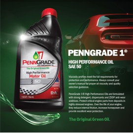 PENN GRADE 1, 71150, Monograde High Performance Oil SAE 50, 5 Quart (4 Pack)