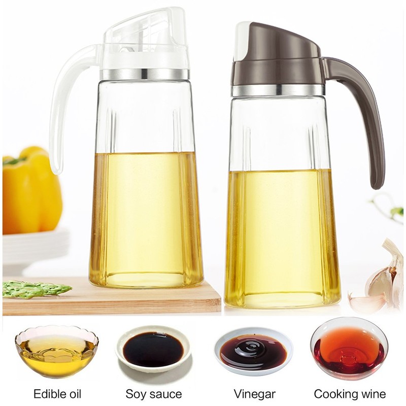 Marbrasse Oil Dispenser for Kitchen,20 OZ /600ml Leakproof Glass Oil