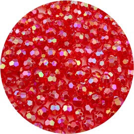 Daiyifiy 1000 Pcs 6MM Round Faceted Acrylic Beads AB Color Transparent Crystal Acrylic Beads Round Bicone Beads for Jewelry Making, Bracelets Necklaces Earrings Wind (120- red AB)
