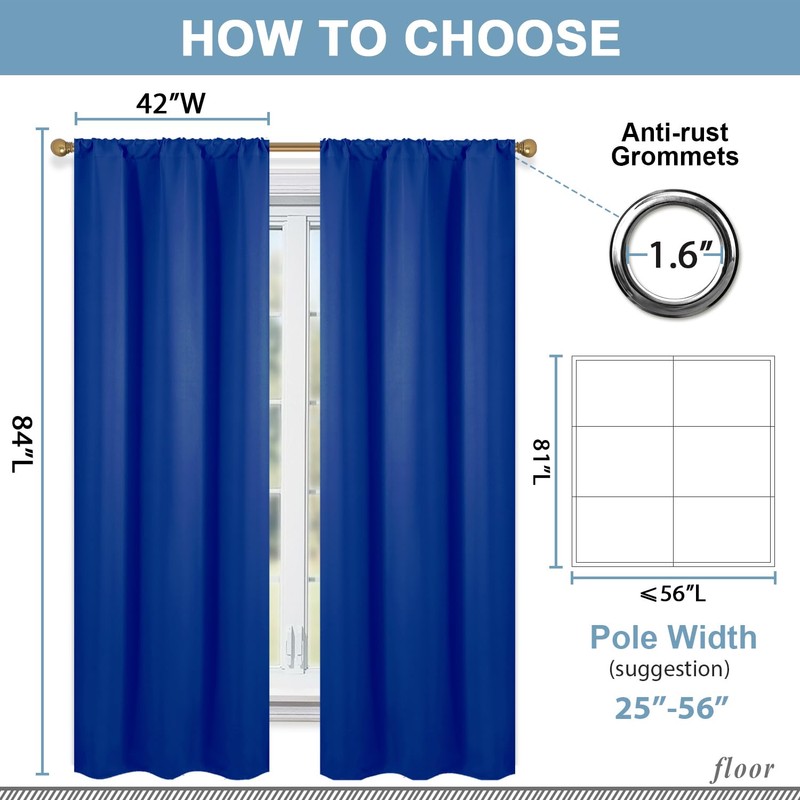 Diraysid Royal Blue Blackout Curtains for Bedroom and Living Room