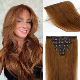 Leterly Clip in Hair Extensions Real Human Hair 18 inch 7pcs Straight Remy Human Natural Hair Invisible Clip ins for Women Gift Light Brown