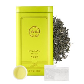 CO-OP 1950 GUZHANG Maojian Green Tea Loose Leaf, 100g, High Mountain Handpicked Chinese Green Tea with Bright Liquor, Lasting Aroma & Naturally Sweet, No Additives, 20 DIY Empty Teabags, Tin