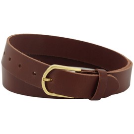 Vascavi ® Leather Belt Made of Cowhide Leather, 3.5 cm Wide and Approx. 0.3 cm Thick, Real Leather Belt, Made in Germany, Can Be Shortened, Gold, for Men and Women #3.5-0023fr, light brown