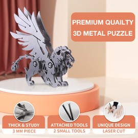 Microworld 3D Metal Puzzle, Mechanical Scorpion Lion Metal Model Kits, Steel Warcraft Collection Challenge Brain Teaser DIY Art Craft Decoration Mini Puzzles for Adults Men Boys
