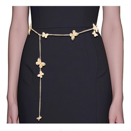 Butterfly Metal Waist Chain Belt for Women Gold Tassel Waist Chains Butterfly Body Chains for Women Link Chain Belt for Dress Bikini Jeans Accessories