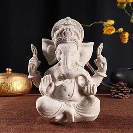 PIGPIGFLY Ganesh Buddha Statue,Indian Deity Statue,Decoration Living Room,Abstract Sculpture,Home Store Decoration,Modern Living Room Ornaments 3.7"（Sandstone）
