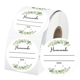 2 Inch Watercolor Greenery Canning Stickers Write on Date Contents Canning Jar Lids Labels with Lines for Mason Jars Homemade Jam and Jelly 500 Pcs (2 inch, Green)