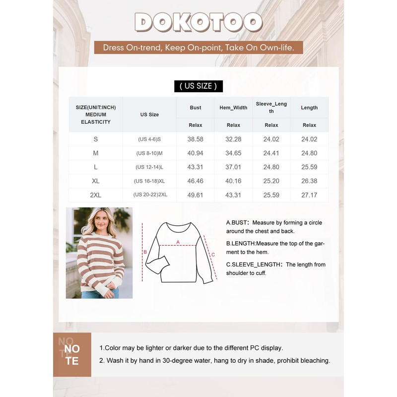 Dokotoo Sweaters for Women Trendy Crew Neck Striped Color Block
