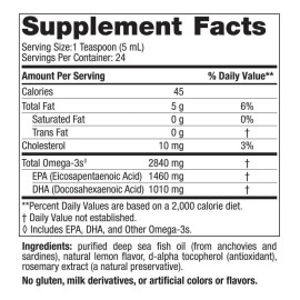 Nordic Naturals Suplemento Ultimate Omega Líquido, 2840 mg de Omega, 4 fl oz (119ml) sabor limón