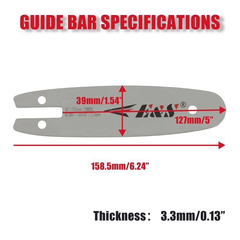 E & S 5 Inch Chainsaw Bar & Chain Combo
