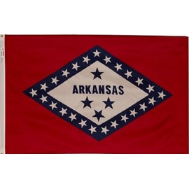 3x5 Foot (90x150 cm) State Polyester Indoor/Outdoor Flag; Vivid Color and Fade Proof - Canvas Header and Double Stitched (Arkansas)