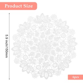 White Vintage Crochet Doilies 6 Inches Round Cotton Handmade Lace Placemats Doilies For Tables Kitchen Dining Room Party Wedding Birthday Dressers Decoration (Hydrangea)