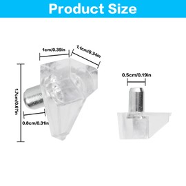 Shelf Support, 5 mm Floor Support Shelf Holder, Transparent Plastic Shelf Pins for Furniture Bookcases Cabinets Wood Glass Shelves Shelf Holder Pegs Pins (20, Transparent)