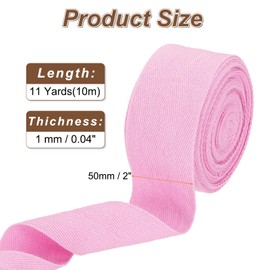 sourcing map Cotton Twill Tape Ribbon 50mm x 10 Meters Herringbone Webbing Tape Roll Bias Binding Tape for DIY Crafts Sewing Gift Wrapping, Light Pink