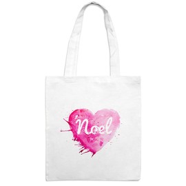 Jute Bag with Noel Name – Painted Heart – Colour White – Cloth Bag Jute Bag, Hipster Bag