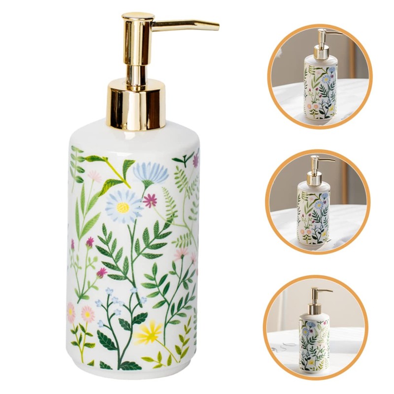 WOONEKY Ceramic Lotion Dispenser with Pump Elegant Refillable Soap Pump
