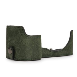 MegaGear MG1644 Ever Ready Genuine Leather Camera Half Case compatible with Sony Alpha A6100, A6400 - Green