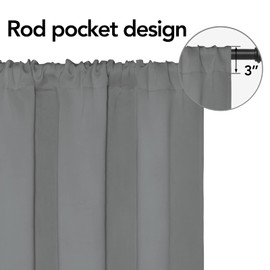 Easy-Going Rod Pocket Blackout Curtains for Bedroom, Room Darkening Window Curtains for Living Room, Thermal Insulated Noise Reduction Solid Window Drapes, 2 Panels(42x36 in, Light Gray)