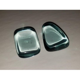 2pc Optical Aqua Blue Obsidian (Man-Made) Medium Tumbled & Polished Healing Crystal Gemstone Specimens