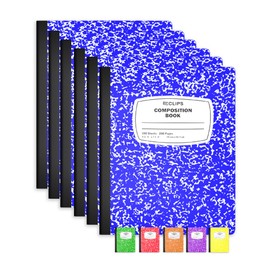 Composition Notebooks, (6 Pack), Wide Ruled Composition Notebook, Marble Composition Notebook, 100 Sheets, 200 Pages (6, Blue)