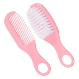 FRCOLOR 1 Set Soft Hair Brush and Comb Set Gentle Massage Comb Kit for Newborns Pink Promotes Brain Development Durable Static Design for Boy Girl