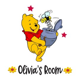 Children Cute Cartoon Wall Decal Decoration Cute Cartoon Bear Honey Bee Theme Home Decor Lasts Years and Easily Removable - Size: 36 in(W) x 40 in(H)