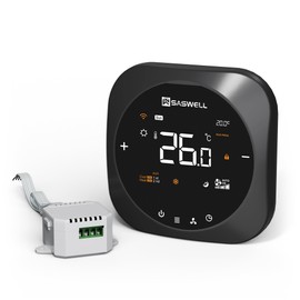 saswell Smart Thermostat for Home 3H/2C with C-Wire Adapter, WiFi Thermostat Compitible with Heat Pump and Conventional Multi-Stage System, App&Voice Control, Support Alexa and Google Home
