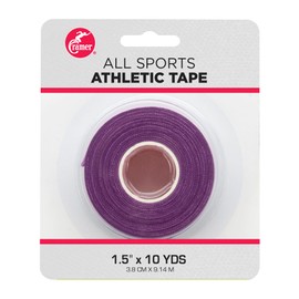 Cramer Team Color Athletic Tape, 1.5" x 10 Yards Purple, Easy Tear Sports Tape for Ankle, Wrist & Knee, Latex-Free Adhesive, Strong Support, Athletic Training Tape Roll