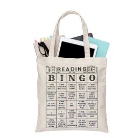 PLITI Book Lover Tote Bag For Women Bookworm Book Nerd Librarian Reading Lover Canvas Tote Bags (reading bingo TGU)