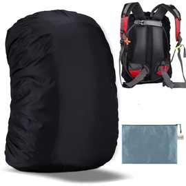 Evotopf Waterproof Backpack Rain Cover with Adjustable Anti Slip Buckle Strap & Sliver Coating Reinforced Inner Layer for Camping, Hiking, Traveling, Hunting, Biking and More, 15-25L(Black)