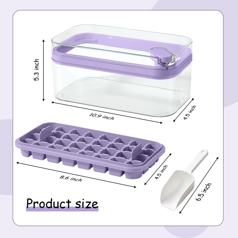 Ice Cube Tray with Lid and Bin for Freezer, 2
