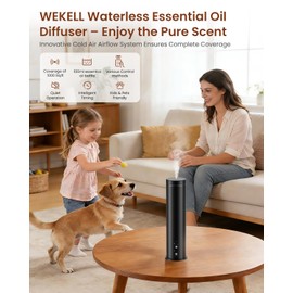 WEKELL Waterless Essential Oil Diffuser for Large Room, 1000 Sq Ft Coverage, Scent Diffuser for Home, Office, Hotel and Spas - Aromatherapy Diffuser Fragrance Oil Machine, Remote Control, Timer, Black