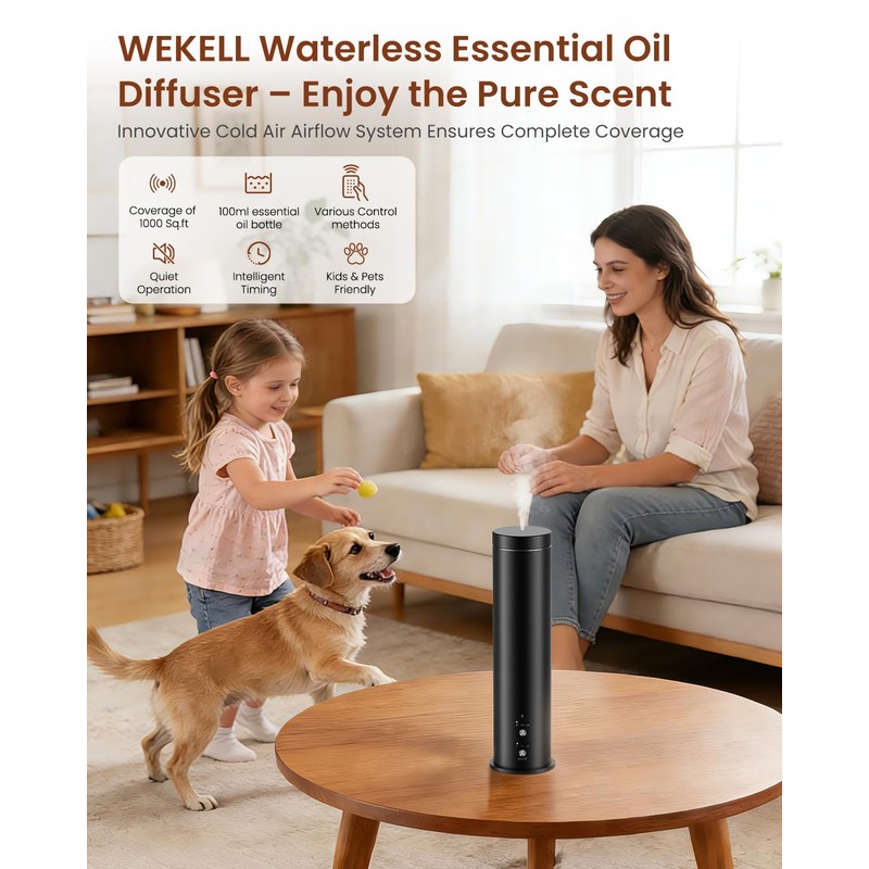 WEKELL Waterless Essential Oil Diffuser for Large Room, 1000 Sq