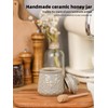 QUXIJA Ceramic Honey Jar with Dipper and Lid 10oz, Honey