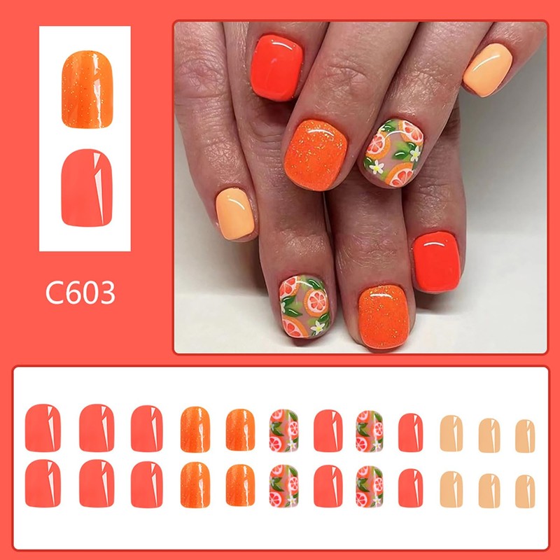 Fall Press on Nails Short Square MABKJLF False Nails Full