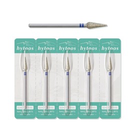 HYTOOS 4mm Long Bud Cuticle Clean Nail Drill Bit, 5Pcs/Set Russian Diamond Nail Bits Professional Safety Under Nail Cleaner Burr for Cuticle Dead Skin, Electric Nails Drill Accessories, Medium