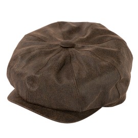 TOP-EX Faux Leather Mens Newsboy Cap Waterproof Flat Caps - Gatsby Irish Driving Hat, Winter Golf Cabbie Pageboy Ivy Paperboy Style, Extra Large Big Head Oversize Brown XL/XXL