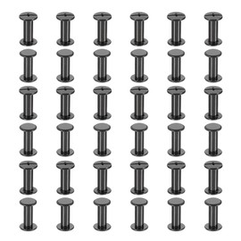 PATIKIL 50 Sets Chicago Screws, 14mm l Chicago Screws Phillips Binding Post Screw Bolts Leather Rivets Fasteners Connectors for Leather Belt Scrapbook Photo Albums, Black