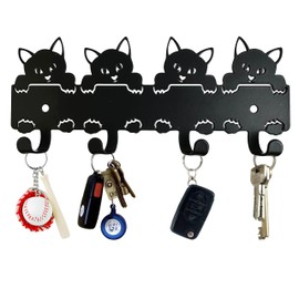 YXE Metal Key Holder Wall Mount, 8 Hooks, Key Organizer Rack for Kitchen, Entryway, Hallway, Bedroom, Black (M4)