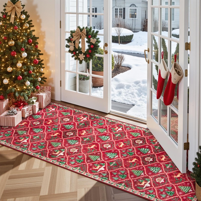 Lahome Christmas Kitchen Runner, 2x6 Hallway Runner Rug Christmas Washable
